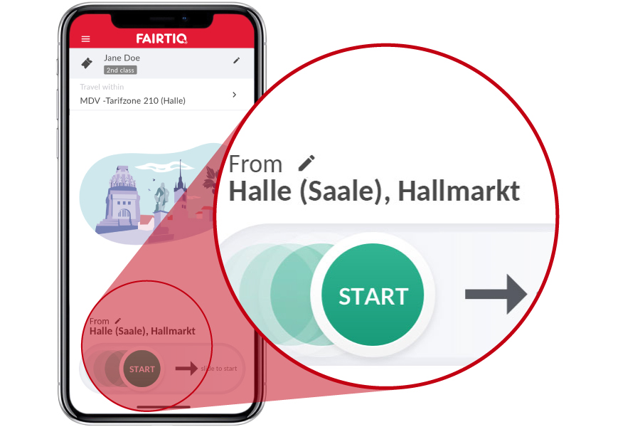 FAIRTIQ user interface after starting the journey