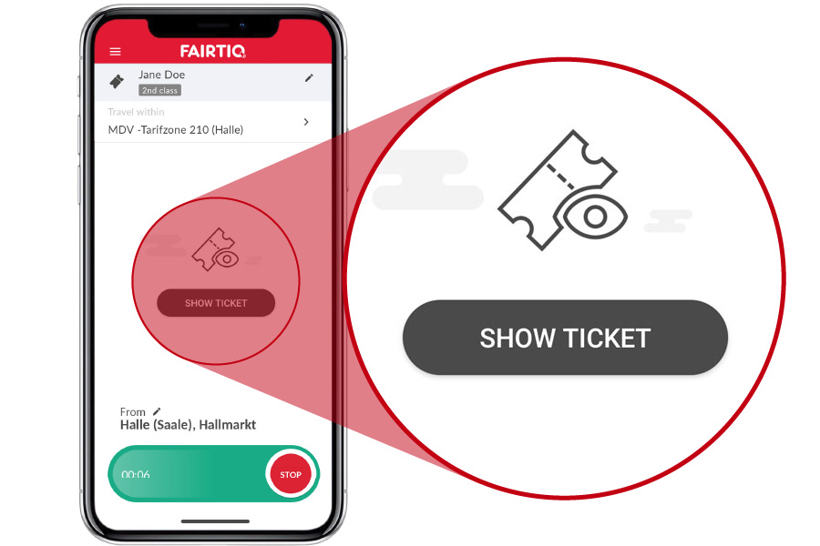 FAIRTIQ user interface during the journey