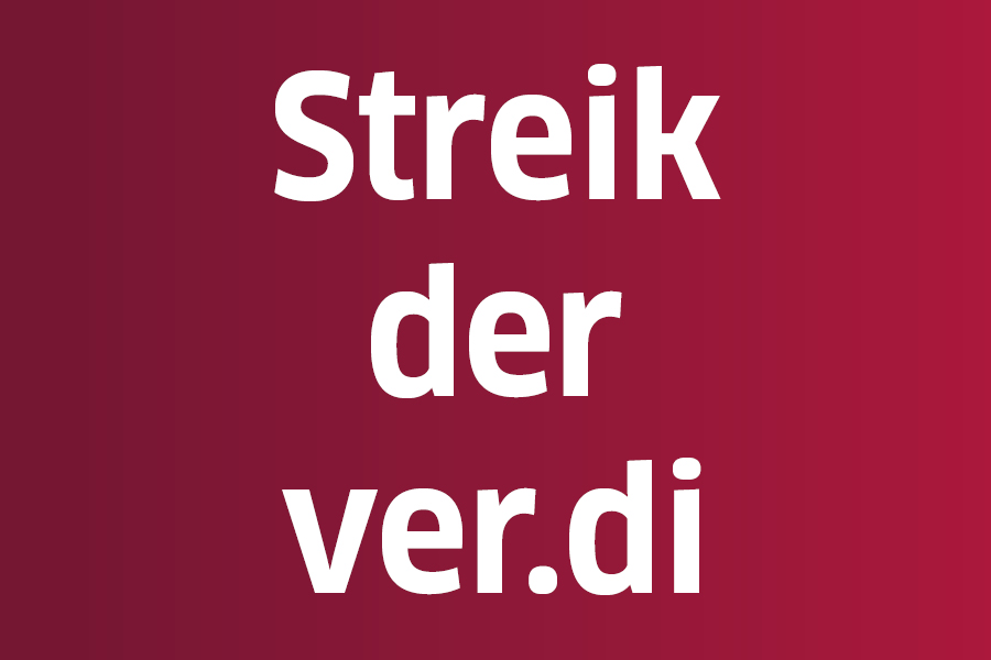 Streik der ver.di auf rotem Hintergund.