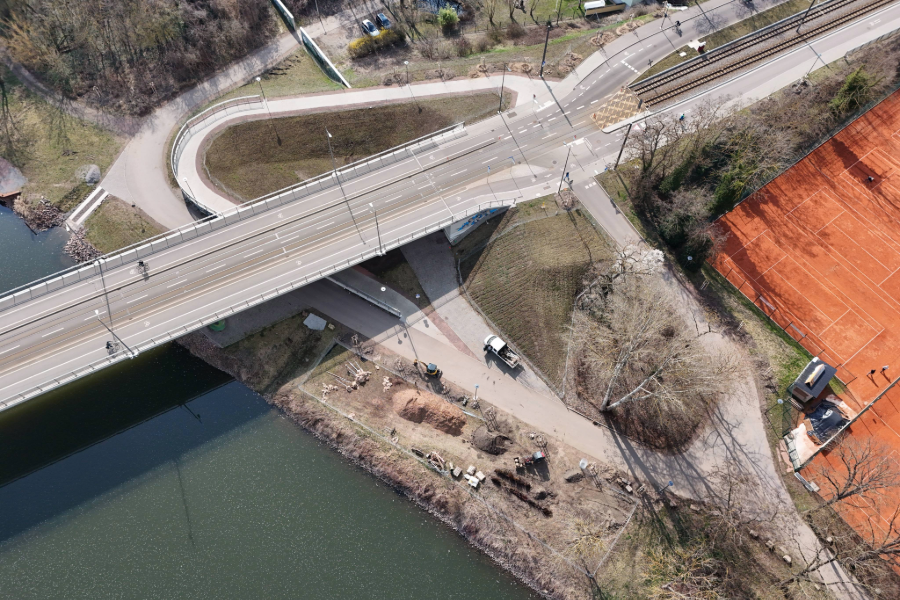 An der Elisabethbrücke werden Bäume gepflanzt