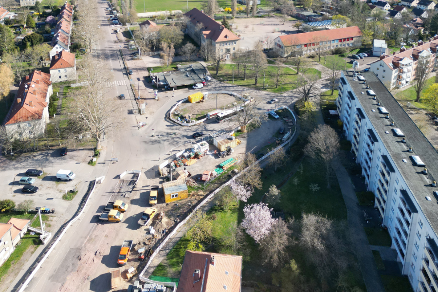 Baustelle Dessauer Straße aus der Vogel perspektive.