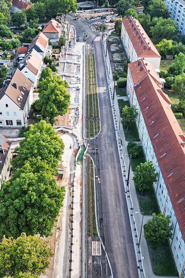 Luftbild der Dessauer Straße.