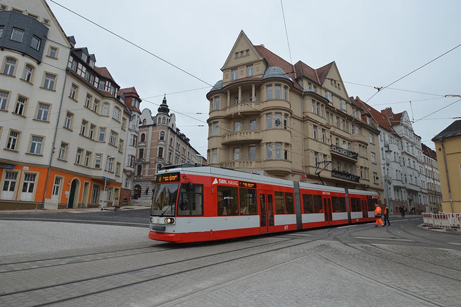 Straßenbahn am Rannischen Platz.