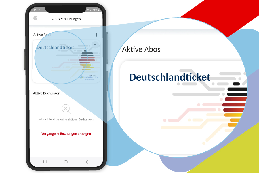 Ansicht im Menü auf das Deutschlandticket.
