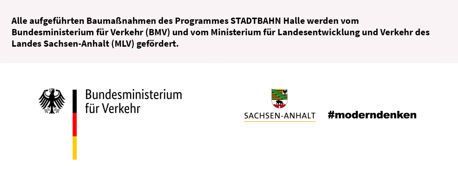 Logos Bundesministerium für Verkehr (BMV) und des Landes Sachsen-Anhalt